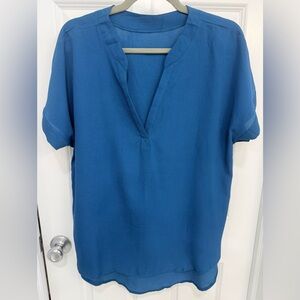 Elegant Dark Teal V-Neck Blouse